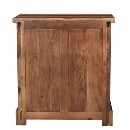 27" Dark Brown Solid Wood Three Drawer Nightstand
