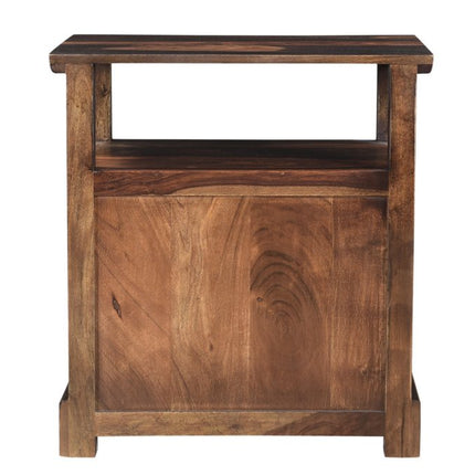 27" Dark Brown Solid Wood Two Drawer Nightstand