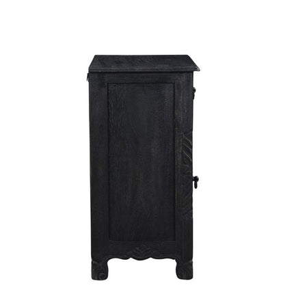 30" Black Solid Wood Distressed One Drawer Nightstand