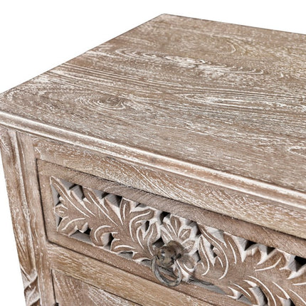 30" Gray Solid Wood Distressed One Drawer Nightstand