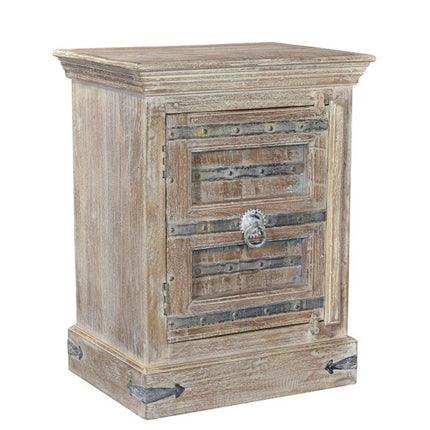 36" White Solid Wood Distressed Nightstand