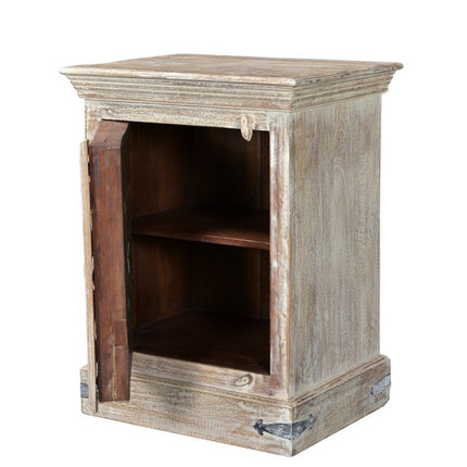 36" White Solid Wood Distressed Nightstand