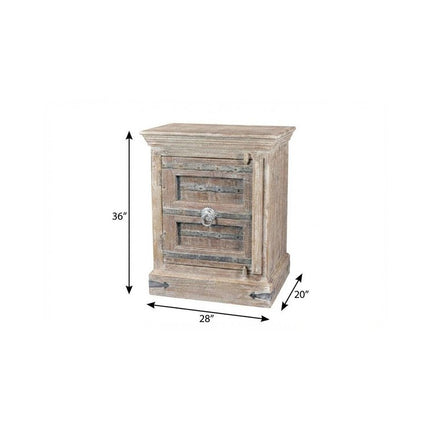 36" White Solid Wood Distressed Nightstand