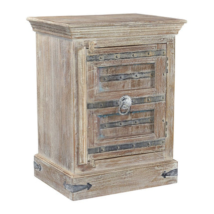 36" White Solid Wood Distressed Nightstand
