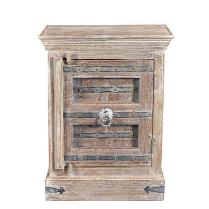 36" White Solid Wood Distressed Nightstand