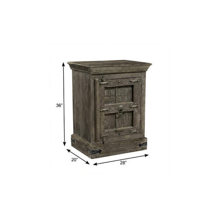 36" Brown Solid Wood Distressed Nightstand
