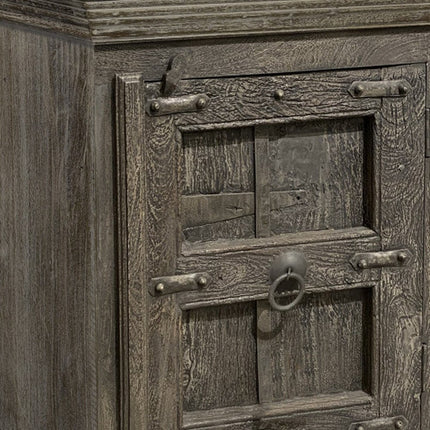 36" Brown Solid Wood Distressed Nightstand