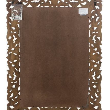 47" Antiqued White Solid Wood Carved Scrollwork Accent Mirror