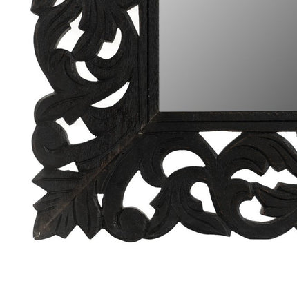 47" Black  Floral Carved Solid Wood Framed Accent Mirror