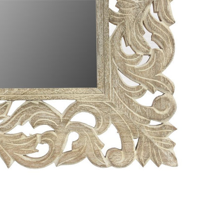 35" Gray Floral Carved Solid Wood Framed Accent Mirror