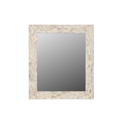 46" White Solid Wood Geometric Starburst Framed Accent Mirror