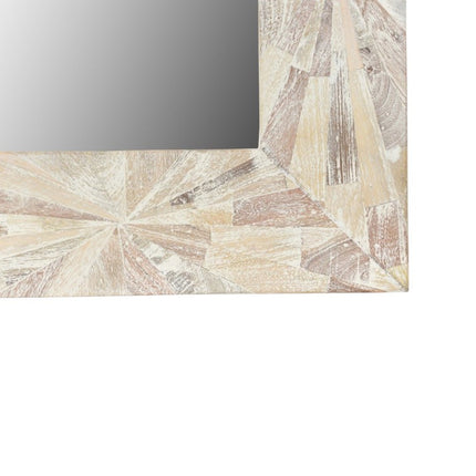 46" White Solid Wood Geometric Starburst Framed Accent Mirror