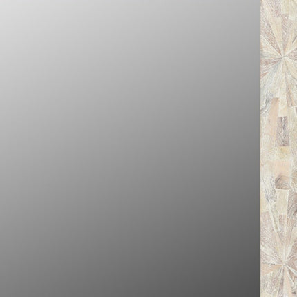 46" White Solid Wood Geometric Starburst Framed Accent Mirror