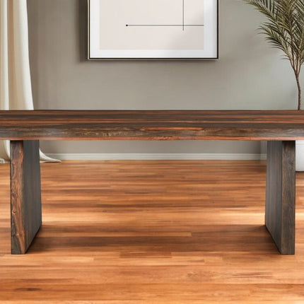 86" Dark Brown Solid Wood Dining Table