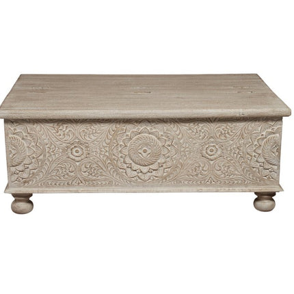 49" Natural Solid Wood Distressed Lift Top Coffee Table