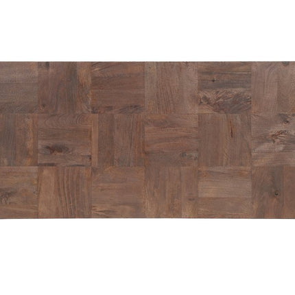 59" Dark Brown and Black Solid Wood Block Coffee Table
