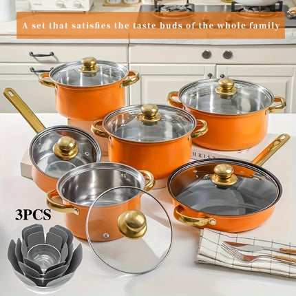 12pcs Stainless Steel Cookware Set, Pots And Pans Set Non Stick, Kitchen Pink Cookware Sets,