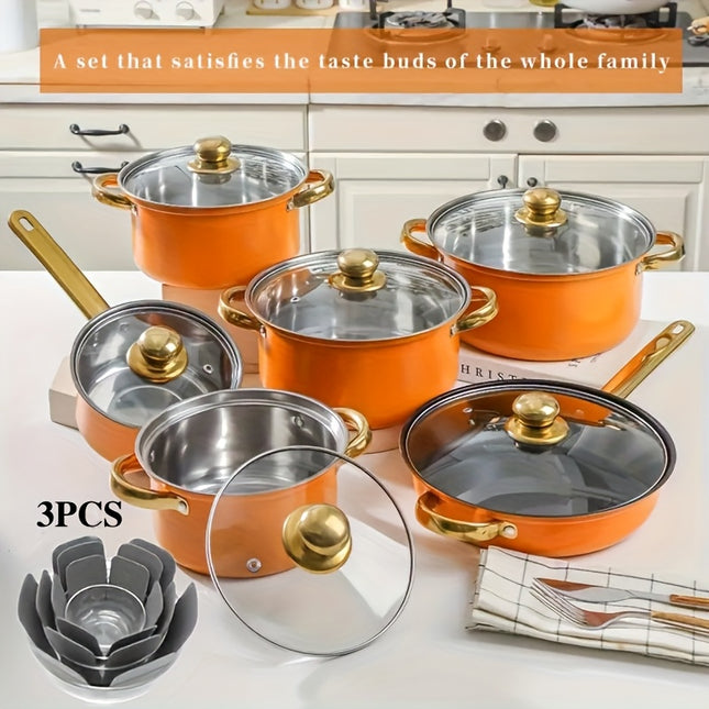 12pcs Stainless Steel Cookware Set, Pots And Pans Set Non Stick, Kitchen Pink Cookware Sets,