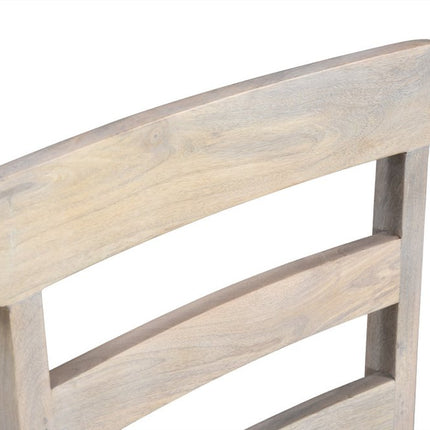 Set of Two White Wood Ladder Back Dining Side Chairs