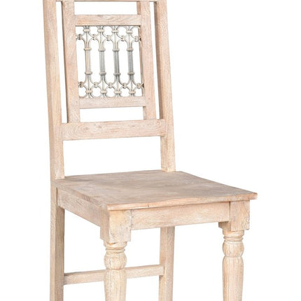 Set of Two White Wood Slat Back Dining Side Chairs