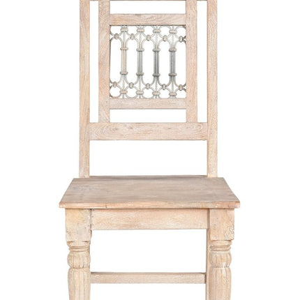 Set of Two White Wood Slat Back Dining Side Chairs