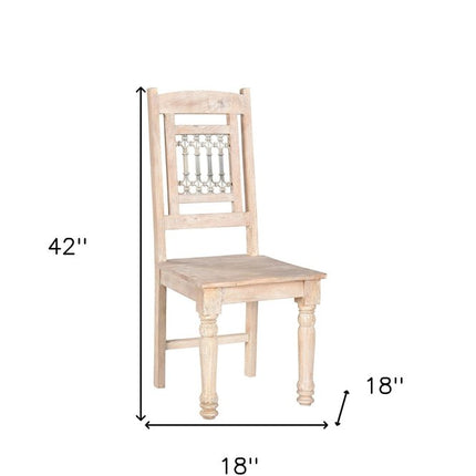 Set of Two White Wood Slat Back Dining Side Chairs