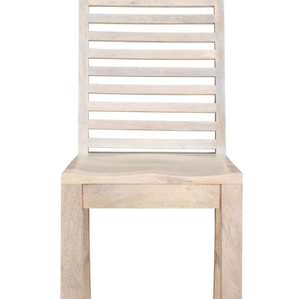 Set of Two White Wood Ladder Back Dining Side Chairs