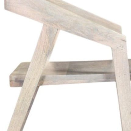 White Solid Wood Open Back Dining Arm Chair
