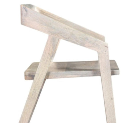 White Solid Wood Open Back Dining Arm Chair