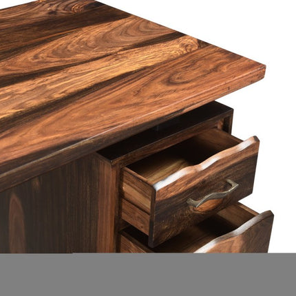 68" Natural Live Edge Solid Wood Writing Desk With Four Drawers