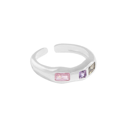Sweet And Edgy Colorful Zircon-inlaid Adjustable Open Ring