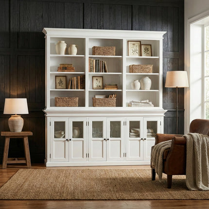 87" Antiqued White Solid Wood Pantry Or Storage Closet