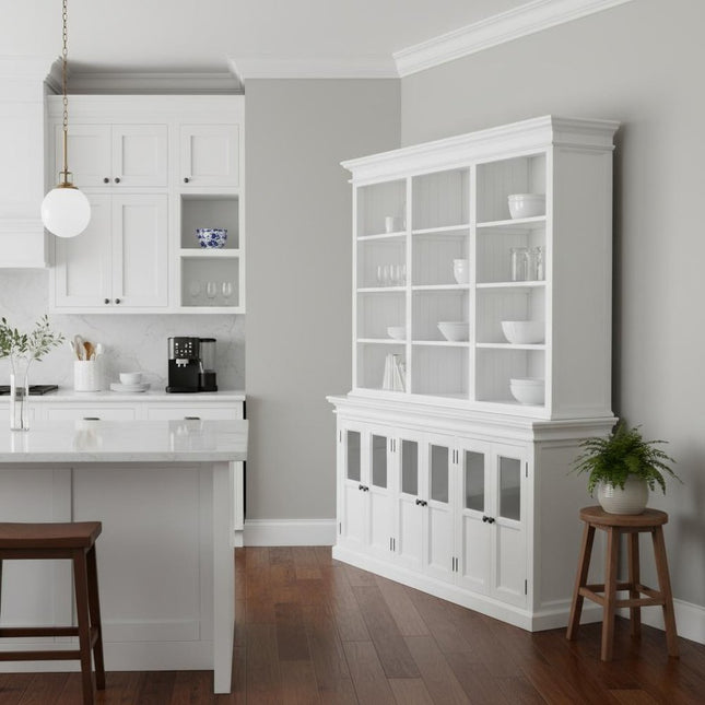 87" Antiqued White Solid Wood Pantry Or Storage Closet