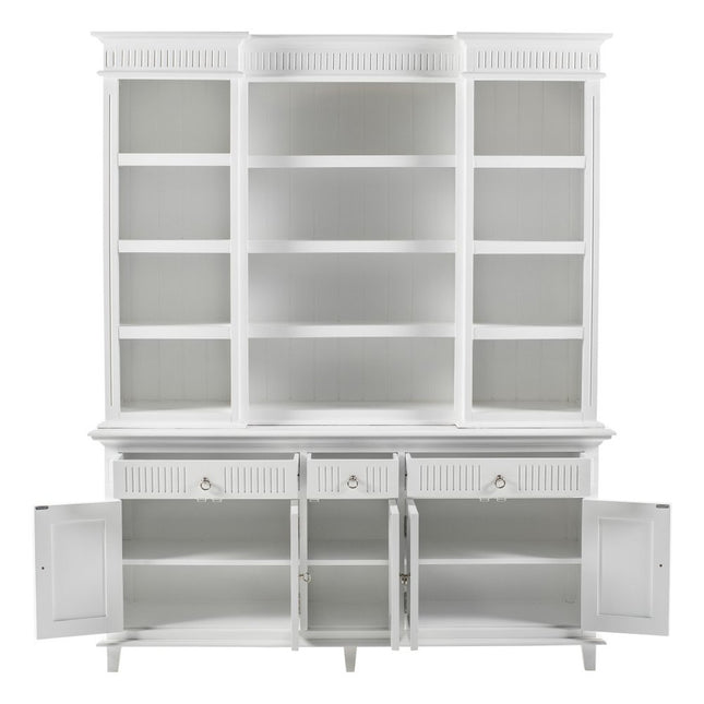 87" Antiqued White Solid Wood Three Drawer Pantry Or Storage Closet