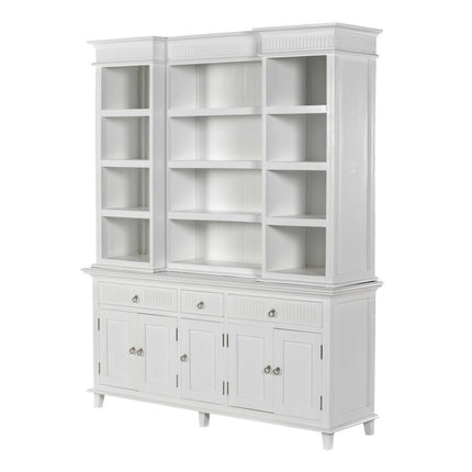 87" Antiqued White Solid Wood Three Drawer Pantry Or Storage Closet