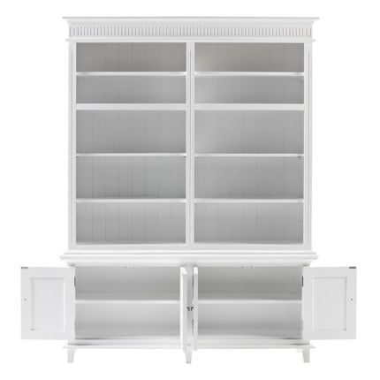 87" Antiqued White Solid Wood Four Door Pantry Or Storage Closet