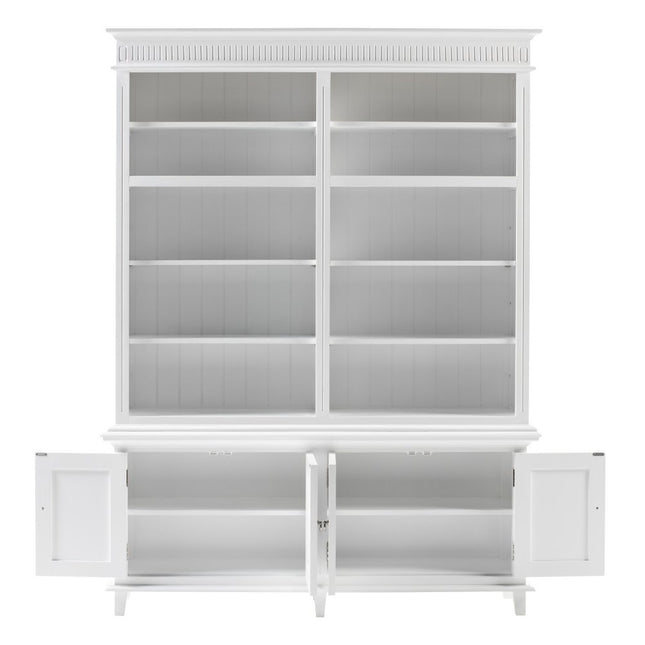 87" Antiqued White Solid Wood Four Door Pantry Or Storage Closet