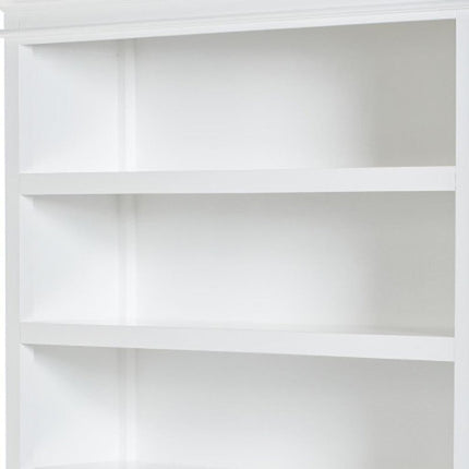 77" Antiqued White Solid Wood Five Tier Bookcase