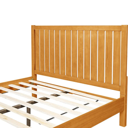 Natural Shiplap Texture Solid Wood King Bed Frame