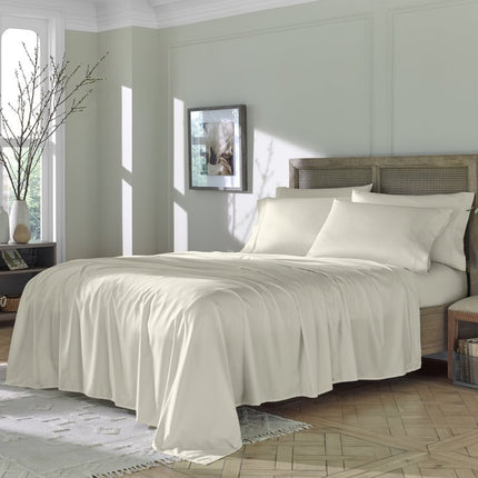 Six Piece Ivory Tencel Lyocell Queen Sheet Set