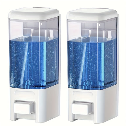 2pcs White Wall-Mounted Soap Dispenser/Bath Gel Hand Wash Bottle | Ideal for Bathroom, Kitchen