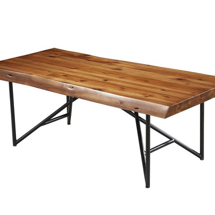 50" Brown And Black Solid Wood And Metal Coffee Table