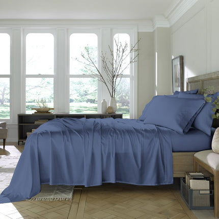 Six Piece Blue Tencel Lyocell King Sheet Set