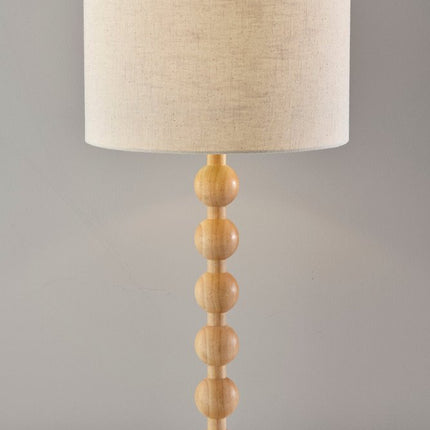 28" Brown Solid Wood Candlestick Table Lamp With Off White Drum Shade