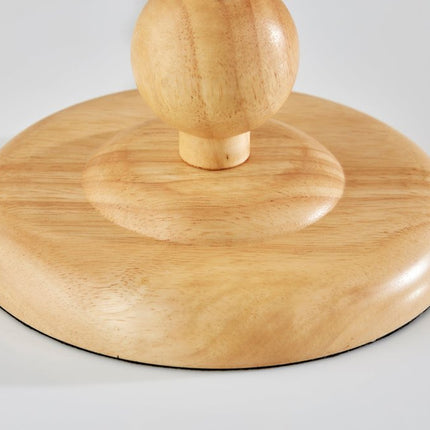 28" Brown Solid Wood Candlestick Table Lamp With Off White Drum Shade