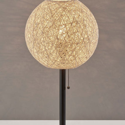 24" Antiqued Bronze Metal Candlestick Table Lamp With Off White Globe Shade