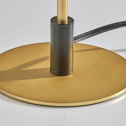 20" Black and Gold Metal Two Light Candlestick LED Table Lamp With Brass Cone Shade