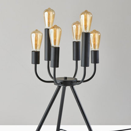 24" Black Six Light Tripod Tripod Lamp
