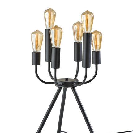 24" Black Six Light Tripod Tripod Lamp