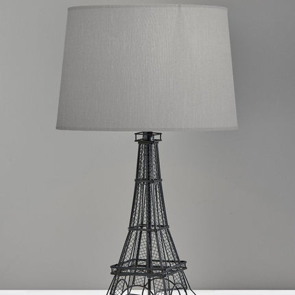 25" Black Acrylic Paris Desk Table Lamp With Gray Drum Shade